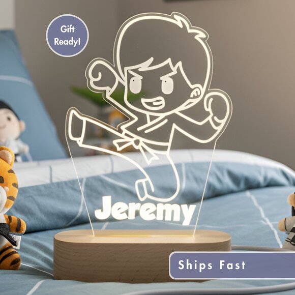 Karate Custom Name Light | Personalized LED Martial Arts Sign | Kids Gift - Picture 1 of 8